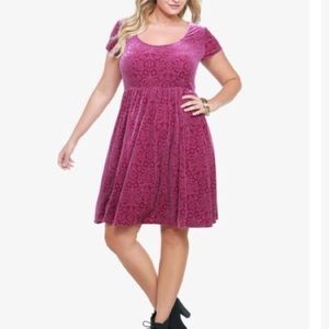 Magenta Velvet Skater Dress (Torrid)